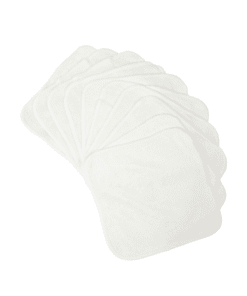 10 återanvändbara tvättlappar i vit bambufrotté